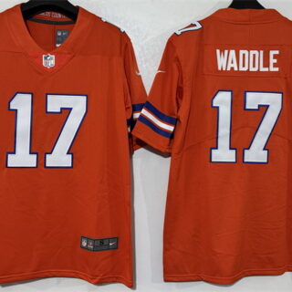 Men's Denver Broncos #17 Jaylen Waddle Orange Mile High Collection 1977 Throwback Vapor Limited Stitched Football Jersey