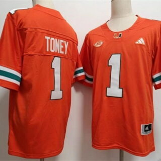 Men's Miami Hurricanes #1 Malachi Toney Orange Stitched Football Jersey