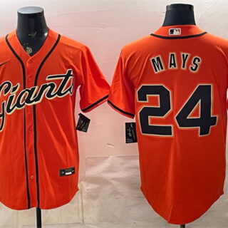 Men's San Francisco Giants #24 Willie Mays Orange Cool Base Stitched Baseball Jersey