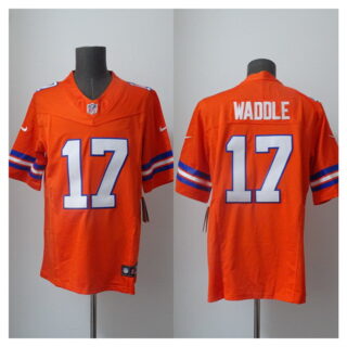 Men's Denver Broncos #17 Jaylen Waddle Orange 2026 F.U.S.E. Mile High Collection 1977 Throwback Vapor Limited Stitched Football Jersey