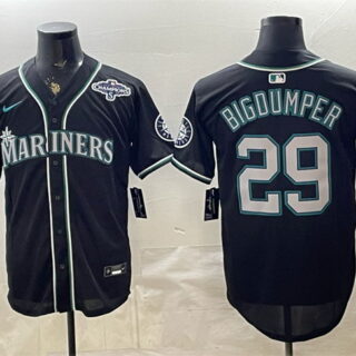 Men's Seattle Mariners #29 Big Dumper 50th Anniversary Black Out Style Vapor Premier Limited Stitched Baseball Jersey