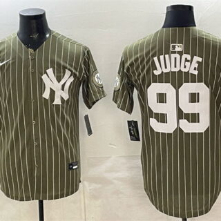 Men's New York Yankees #99 Aaron Judge Olive 2026 Armed Forces Day Salute To Service Stitched Baseball Jersey