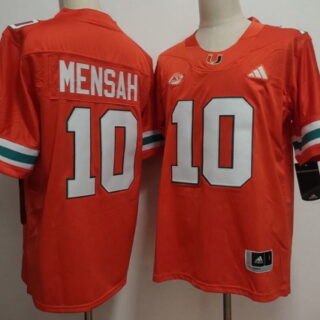 Men's Miami Hurricanes #10 Darian Mensah Orange Stitched Football Jersey