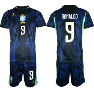 Men's Brazil national football team #9 Ronaldo Navy 2026 Away Soccer Jersey Suit