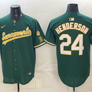 Men's Oakland Athletics #24 Rickey Henderson 2026 Green Alternate Sacramento Celebrating 125 Years Vapor Limited Stitched Baseball Jersey