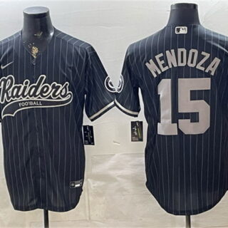 Men's Las Vegas Raiders #15 Fernando Mendoza Black Cool Base Stitched Baseball Jersey