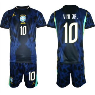 Men's Brazil national football team #10 Vinicius Junior Navy 2026 Away Soccer Jersey Suit