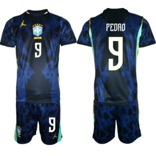 Men's Brazil national football team #9 Joao Pedro Navy 2026 Away Soccer Jersey Suit