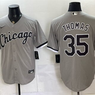 Men's Chicago White Sox #35 Frank Thomas Grey Stitched Baseball Jersey
