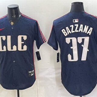 Men's Cleveland Guardians #37 Travis Bazzana Navy 2024 City Connect Limited Stitched Baseball Jersey