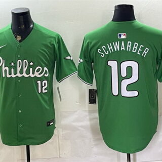 Men's Philadelphia Phillies #12 Kyle Schwarber Green Limited Stitched Jersey