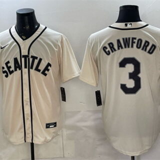 Men's Seattle Mariners #3 J.P. Crawford Cream 50th Anniversary Alternate Stitched Baseball Jersey
