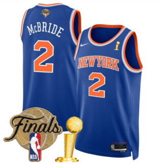 Men's New Yok Knicks #2 Miles McBride Blue 2026 Finals Patch And Finals Champions Patch Icon Edition Stitched Basketball Jersey
