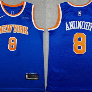 Men's New Yok Knicks #8 OG Anunoby Blue Icon Edition Edition Stitched Basketball Jersey