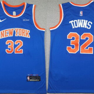 Men's New Yok Knicks #32 Karl-Anthony Towns Blue Icon Edition Edition Stitched Basketball Jersey