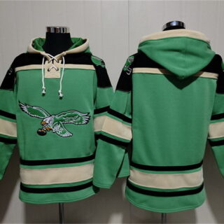 Men's Philadelphia Eagles Blank Green Ageless Must-Have Lace-Up Pullover Hoodie