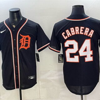 Men's Detroit Tigers #24 Miguel Cabrera Black 2026 Fashion Replica Black Out Stitched Baseball Jersey