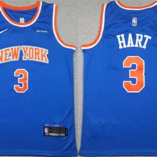 Men's New Yok Knicks #3 Josh Hart Blue Icon Edition Edition Stitched Basketball Jersey