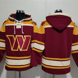 Men's Washington Commanders Blank Burgundy Ageless Must-Have Lace-Up Pullover Hoodie