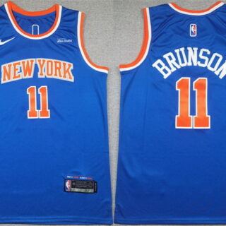 Men's New Yok Knicks #11 Jalen Brunson Blue Icon Edition Edition Stitched Basketball Jersey