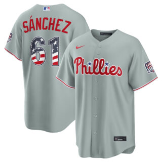 Men's Philadelphia Phillies #61 Jhoan Duran Grey USA 250 Fourth of July Home Stitched Baseball Jersey