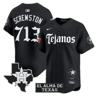 Screwston Jersey #713 Houston Astros Mexico Tejano Barrio Style Vapor Limited Stitched Black