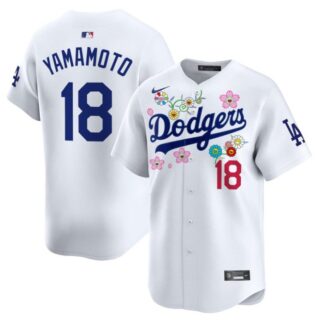 Yamamoto (Kanji) Jersey #18 Los Angeles Dodgers x Takashi Murakami 2025 Vapor Stitched White