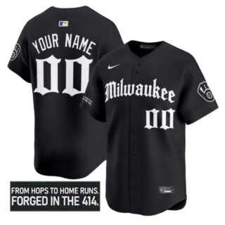 Custom Milwaukee Brewers Jersey Gothic 414 Shadows Edition Stitched Black
