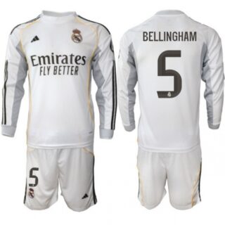 Men Real Madrid 2026 Soccer Jerseys White Long #5 BELLINGHAM