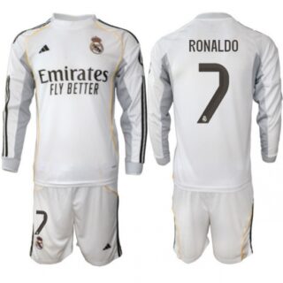 Men Real Madrid 2026 Soccer Jerseys White Long #7 RONALDO