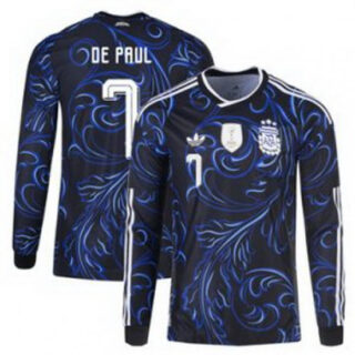 Men 7Rodrigo De Paul Argentina National Team adidas 2026 Away Replica Jersey Black