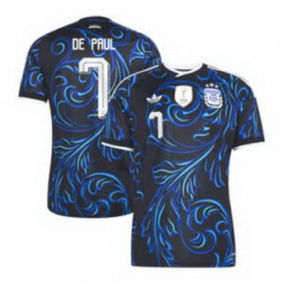 Men 7Rodrigo De Paul Argentina National Team adidas 2026 Away Replica Jersey Black