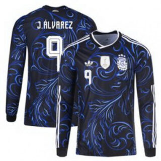 Men 9Julian Alvarez Argentina National Team adidas 2026 Away Replica Jersey Black