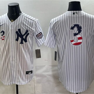 Men's New York Yankees #3 Babe Ruth White 2026 USA 250 Fourth of July Home Stadium Stitched Baseball Jersey