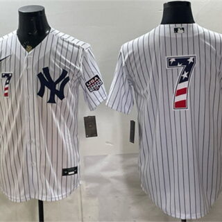 Men's New York Yankees #7 Mickey Mantle White 2026 USA 250 Fourth of July Home Stadium Stitched Baseball Jersey