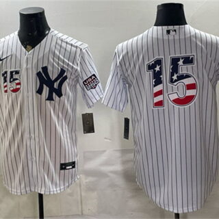 Men's New York Yankees #15 Thurman Munson White 2026 USA 250 Fourth of July Home Stadium Stitched Baseball Jersey