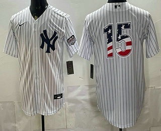 Men's New York Yankees #15 Thurman Munson White 2026 USA 250 Fourth of July Home Stadium Stitched Jersey