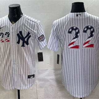 Men's New York Yankees #22 Ben Rice White 2026 USA 250 Fourth of July Home Stadium Stitched Baseball Jersey