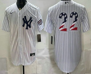 Men's New York Yankees #22 Ben Rice White 2026 USA 250 Fourth of July Home Stadium Stitched Jersey