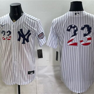 Men's New York Yankees #23 Don Mattingly White 2026 USA 250 Fourth of July Home Stadium Stitched Baseball Jersey
