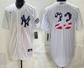 Men's New York Yankees #23 Don Mattingly White 2026 USA 250 Fourth of July Home Stadium Stitched Jersey