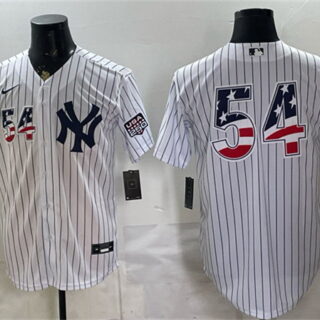 Men's New York Yankees #54 Max Fried White 2026 USA 250 Fourth of July Home Stadium Stitched Baseball Jersey