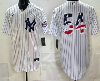 Men's New York Yankees #54 Max Fried White 2026 USA 250 Fourth of July Home Stadium Stitched Jersey