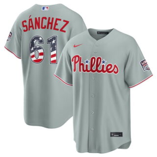 Men's Philadelphia Phillies #61 Jhoan Duran Gray USA 250 Fourth of July Home Stitched Baseball Jersey