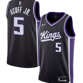 Men's Sacramento Kings #5 Darius Acuff Jr Black 2026 Draft Icon Edition Swingman Stitched Jersey