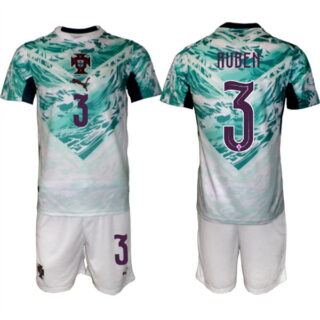 Men's Portugal Team #3 Ruben Dias Green 2026 World Cup Away Soccer Jersey Suit