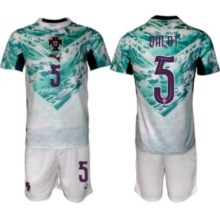 Men's Portugal Team #5 Diogo Dalot Green 2026 World Cup Away Soccer Jersey Suit