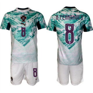 Men's Portugal Team #8 Bruno Fernandes Green 2026 World Cup Away Soccer Jersey Suit