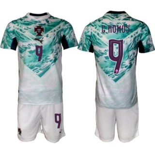 Men's Portugal Team #9 Gonalo Ramos Green 2026 World Cup Away Soccer Jersey Suit