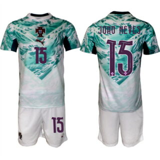 Men's Portugal Team #15 Joo Neves Green 2026 World Cup Away Soccer Jersey Suit